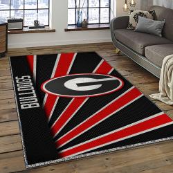 ncaa georgia bulldogs college sport basketball and foolball team logo rectangle area rug dark room gbs37