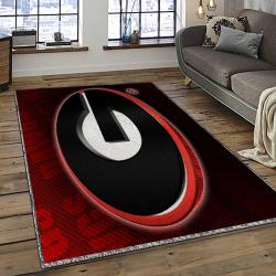 ncaa georgia bulldogs college sport basketball and foolball team logo rectangle area rug dark room gbs38