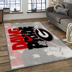 ncaa georgia bulldogs college sport basketball and foolball team logo rectangle area rug dark room gbs41