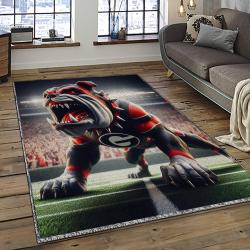ncaa georgia bulldogs college sport basketball and foolball team logo rectangle area rug dark room gbs43
