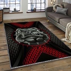 ncaa georgia bulldogs college sport basketball and foolball team logo rectangle area rug dark room gbs44