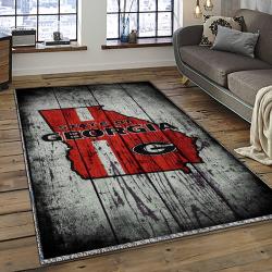 ncaa georgia bulldogs college sport basketball and foolball team logo rectangle area rug dark room gbs48