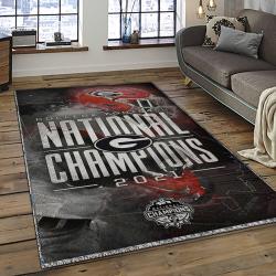 ncaa georgia bulldogs college sport basketball and foolball team logo rectangle area rug dark room gbs49