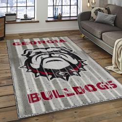 ncaa georgia bulldogs college sport basketball and foolball team logo rectangle area rug dark room gbs50