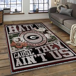 ncaa georgia bulldogs college sport basketball and foolball team logo rectangle area rug dark room gbs53