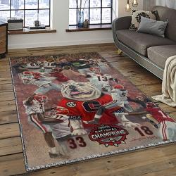 ncaa georgia bulldogs college sport basketball and foolball team logo rectangle area rug dark room gbs58