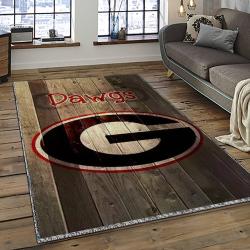 ncaa georgia bulldogs college sport basketball and foolball team logo rectangle area rug dark room gbs64