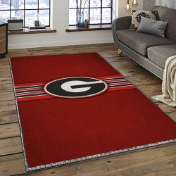 ncaa georgia bulldogs college sport basketball and foolball team logo rectangle area rug dark room gbs65