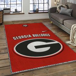ncaa georgia bulldogs college sport basketball and foolball team logo rectangle area rug dark room gbs66