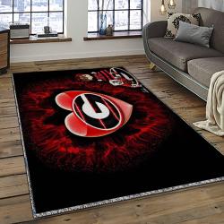 ncaa georgia bulldogs college sport basketball and foolball team logo rectangle area rug dark room gbs68
