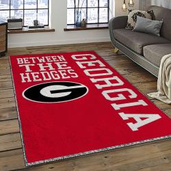 ncaa georgia bulldogs college sport basketball and foolball team logo rectangle area rug dark room gbs69