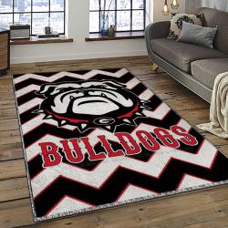 ncaa georgia bulldogs college sport basketball and foolball team logo rectangle area rug dark room gbs70