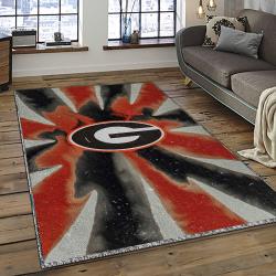 ncaa georgia bulldogs college sport basketball and foolball team logo rectangle area rug dark room gbs71