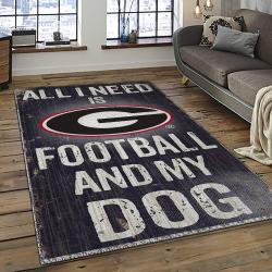 ncaa georgia bulldogs college sport basketball and foolball team logo rectangle area rug dark room gbs74