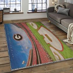 ncaa georgia bulldogs college sport basketball and foolball team logo rectangle area rug dark room gbs78
