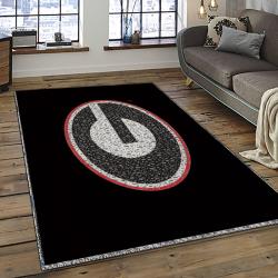 ncaa georgia bulldogs college sport basketball and foolball team logo rectangle area rug dark room gbs81