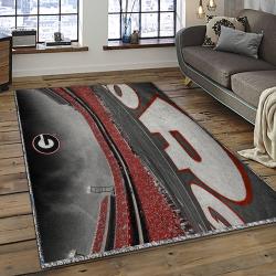 ncaa georgia bulldogs college sport basketball and foolball team logo rectangle area rug dark room gbs82