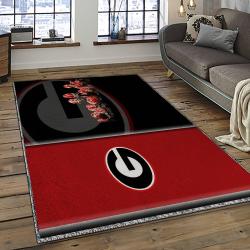 ncaa georgia bulldogs college sport basketball and foolball team logo rectangle area rug dark room gbs83