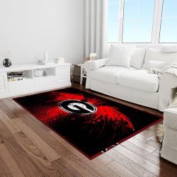 NCAA Georgia Bulldogs College Sport Basketball And Foolball Team Logo Rectangle Area Rug GBS04