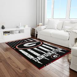 NCAA Georgia Bulldogs College Sport Basketball And Foolball Team Logo Rectangle Area Rug GBS24