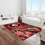 ncaa georgia bulldogs college sport basketball and foolball team logo rectangle area rug light room gbs67