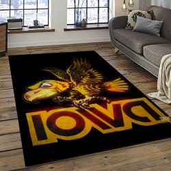 ncaa iowa hawkeyes college sport basketball and foolball team logo rectangle area rug dark room iwh08