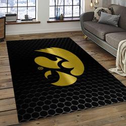 ncaa iowa hawkeyes college sport basketball and foolball team logo rectangle area rug dark room iwh32