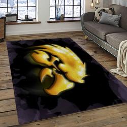ncaa iowa hawkeyes college sport basketball and foolball team logo rectangle area rug dark room iwh36