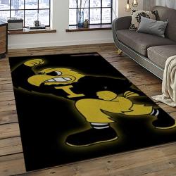 ncaa iowa hawkeyes college sport basketball and foolball team logo rectangle area rug dark room iwh43