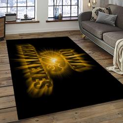 ncaa iowa hawkeyes college sport basketball and foolball team logo rectangle area rug dark room iwh46