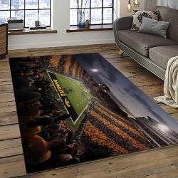 ncaa iowa hawkeyes college sport basketball and foolball team logo rectangle area rug dark room iwh56