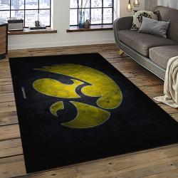 ncaa iowa hawkeyes college sport basketball and foolball team logo rectangle area rug dark room iwh61