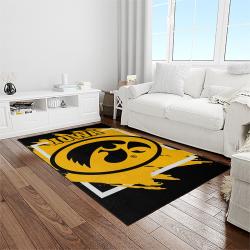 NCAA Iowa Hawkeyes College Sport Basketball And Foolball Team Logo Rectangle Area Rug IWH01