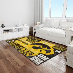 NCAA Iowa Hawkeyes College Sport Basketball And Foolball Team Logo Rectangle Area Rug IWH05