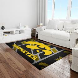 NCAA Iowa Hawkeyes College Sport Basketball And Foolball Team Logo Rectangle Area Rug IWH22