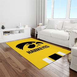 NCAA Iowa Hawkeyes College Sport Basketball And Foolball Team Logo Rectangle Area Rug IWH27
