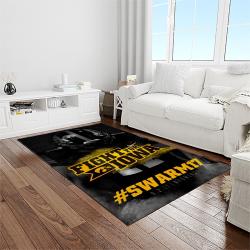 NCAA Iowa Hawkeyes College Sport Basketball And Foolball Team Logo Rectangle Area Rug IWH29