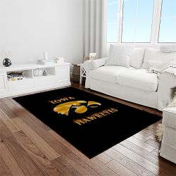 NCAA Iowa Hawkeyes College Sport Basketball And Foolball Team Logo Rectangle Area Rug IWH34