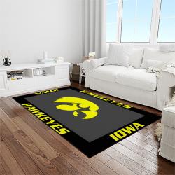 NCAA Iowa Hawkeyes College Sport Basketball And Foolball Team Logo Rectangle Area Rug IWH44