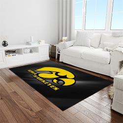 NCAA Iowa Hawkeyes College Sport Basketball And Foolball Team Logo Rectangle Area Rug IWH57