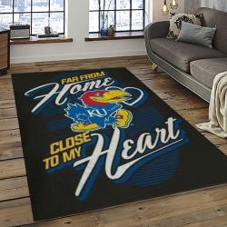 ncaa kansas jayhawks basketball team logo rectangle area rug dark room kj23