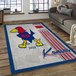 ncaa kansas jayhawks basketball team logo rectangle area rug dark room kj30