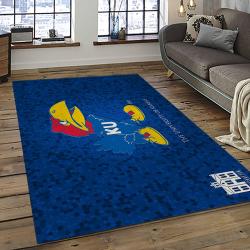 ncaa kansas jayhawks basketball team logo rectangle area rug dark room kj34