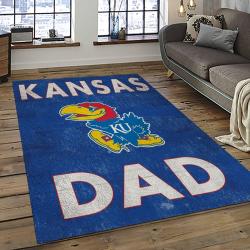 ncaa kansas jayhawks basketball team logo rectangle area rug dark room kj45