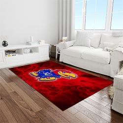 NCAA Kansas Jayhawks Basketball Team Logo Rectangle Area Rug KJ09