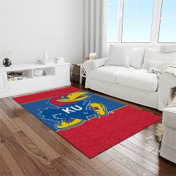 NCAA Kansas Jayhawks Basketball Team Logo Rectangle Area Rug KJ25