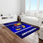 ncaa kansas jayhawks basketball team logo rectangle area rug light room kj33