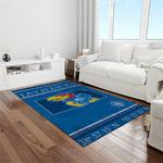 ncaa kansas jayhawks basketball team logo rectangle area rug light room kj36