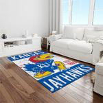 ncaa kansas jayhawks basketball team logo rectangle area rug light room kj38