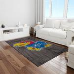 ncaa kansas jayhawks basketball team logo rectangle area rug light room kj41